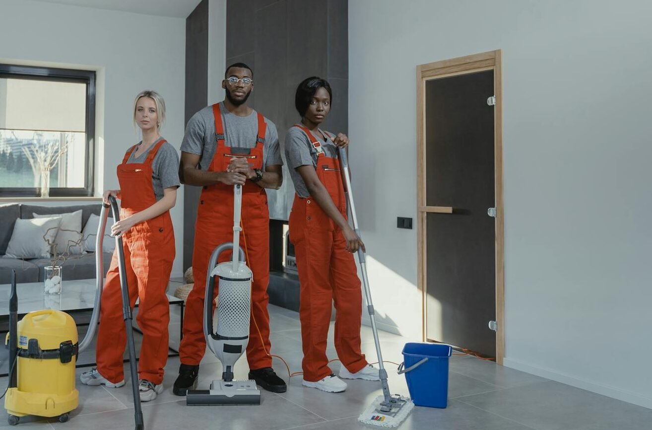 Cleaners in Orange Uniform